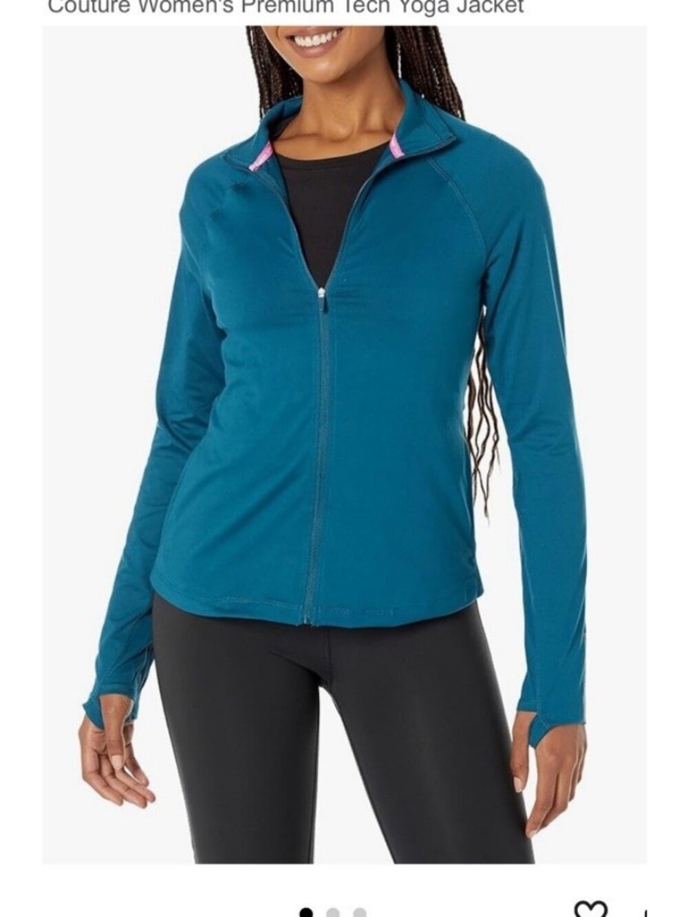 Juicy Couture Sport Women XS Zip Performance Jacket Teal Blue Thumbhole NWT